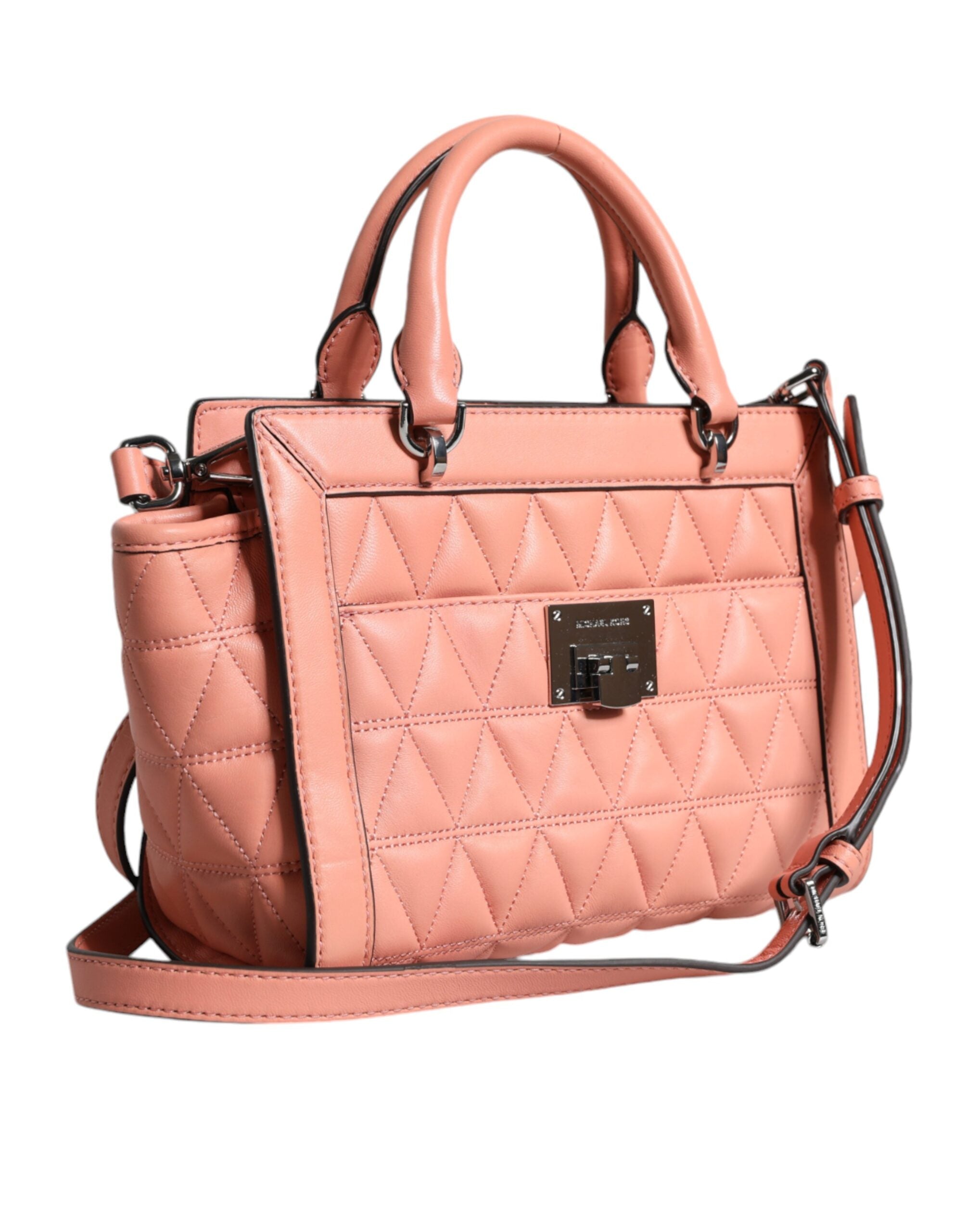 Michael Kors Peach Quilted Leather Logo Crossbody VIVIANNE Messenger Bag -   -  Michael Kors.