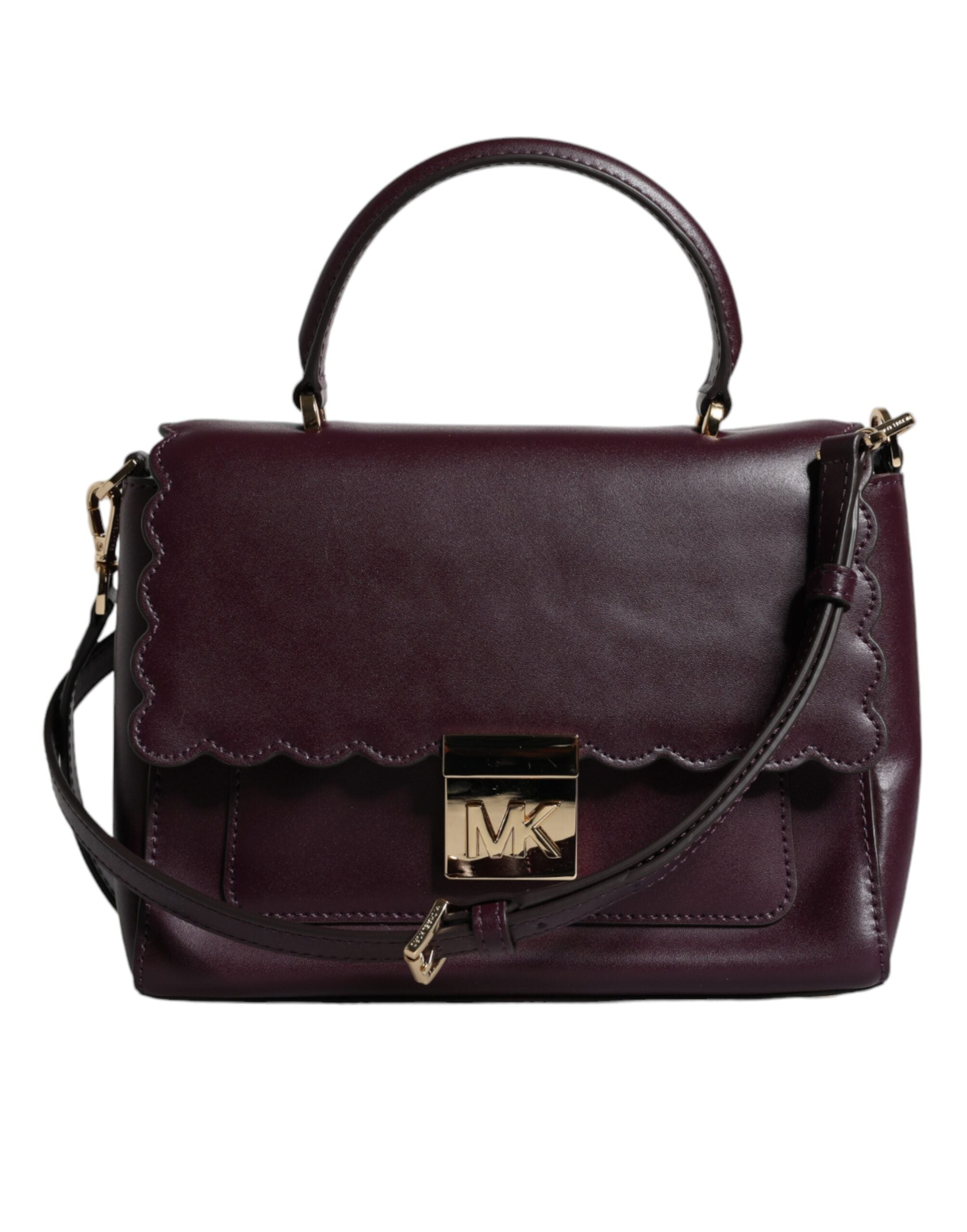 Michael Kors Purple Leather Logo Plaque Crossbody MINDY Satchel Bag -   -  Michael Kors.