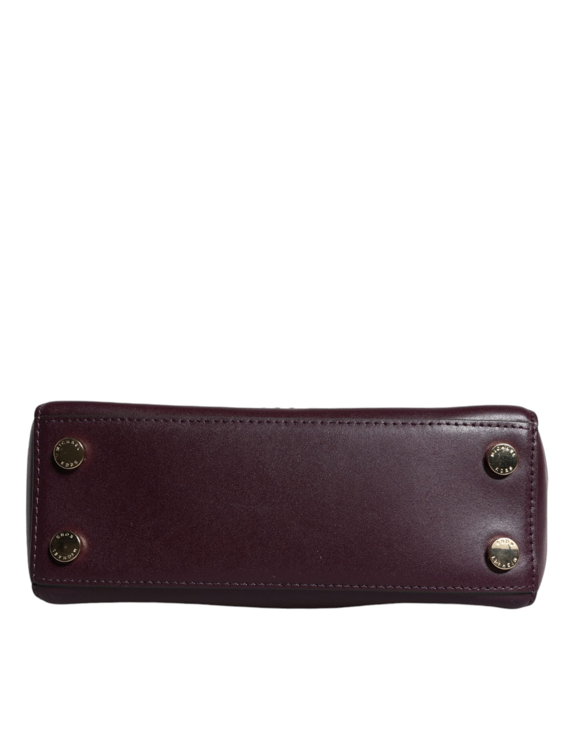 Michael Kors Purple Leather Logo Plaque Crossbody MINDY Satchel Bag -   -  Michael Kors.