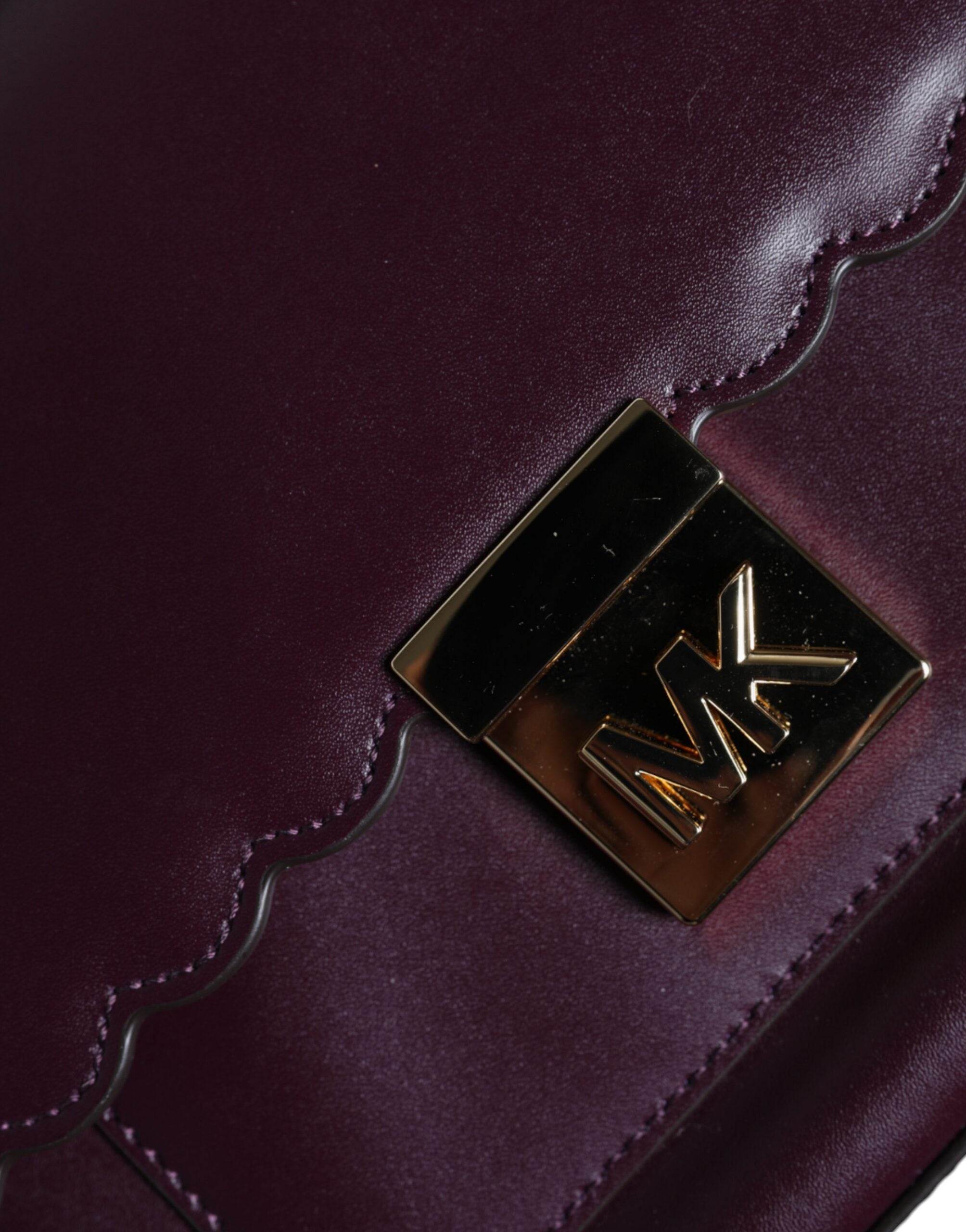 Michael Kors Purple Leather Logo Plaque Crossbody MINDY Satchel Bag -   -  Michael Kors.