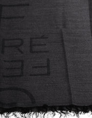 GF Ferre Dark Gray Wool Viscose Foulard Patterned Scarf -   -  GF Ferre.