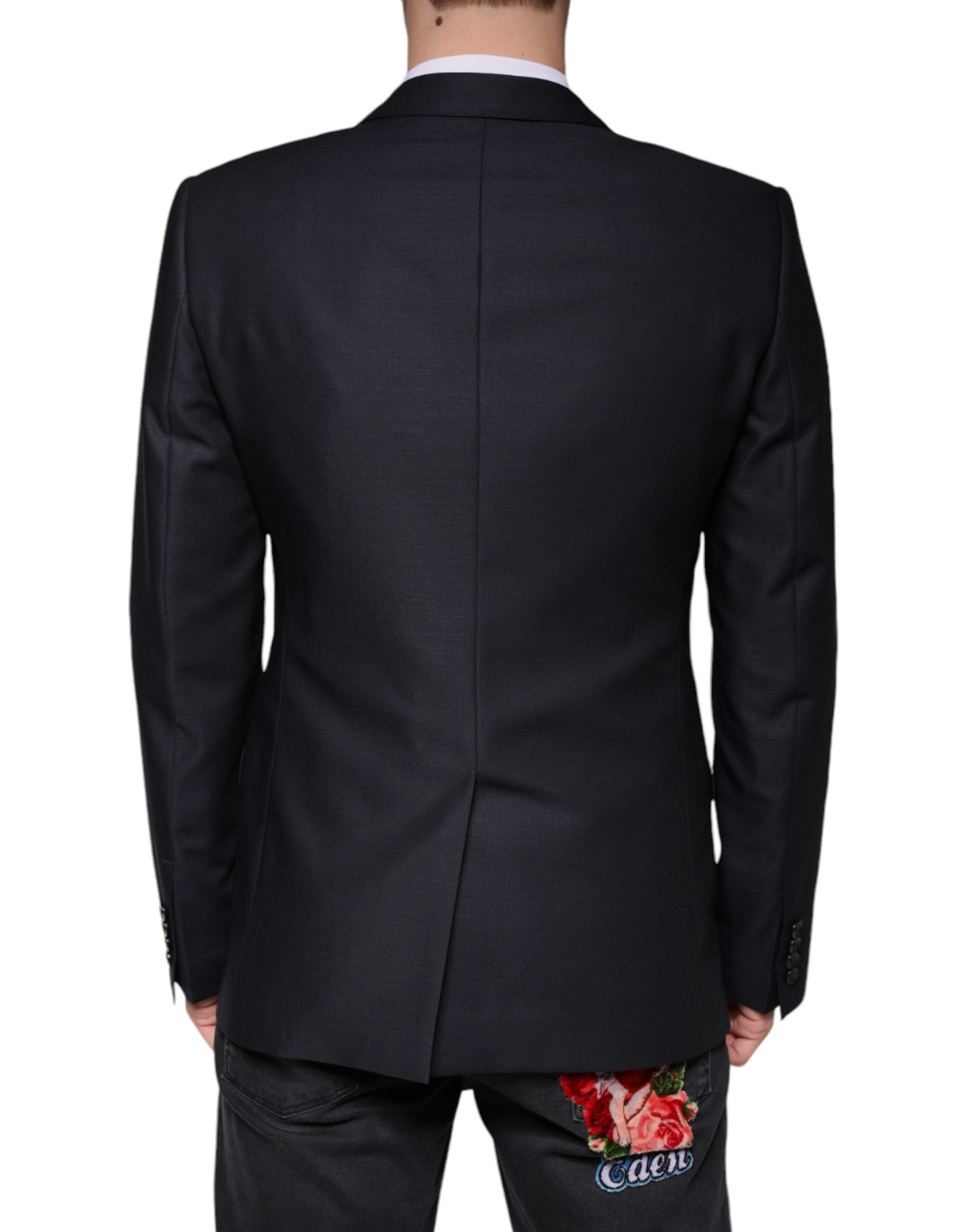 Dolce & Gabbana Dark Blue Wool Single Breasted Dress Coat Blazer -   -  Dolce & Gabbana.