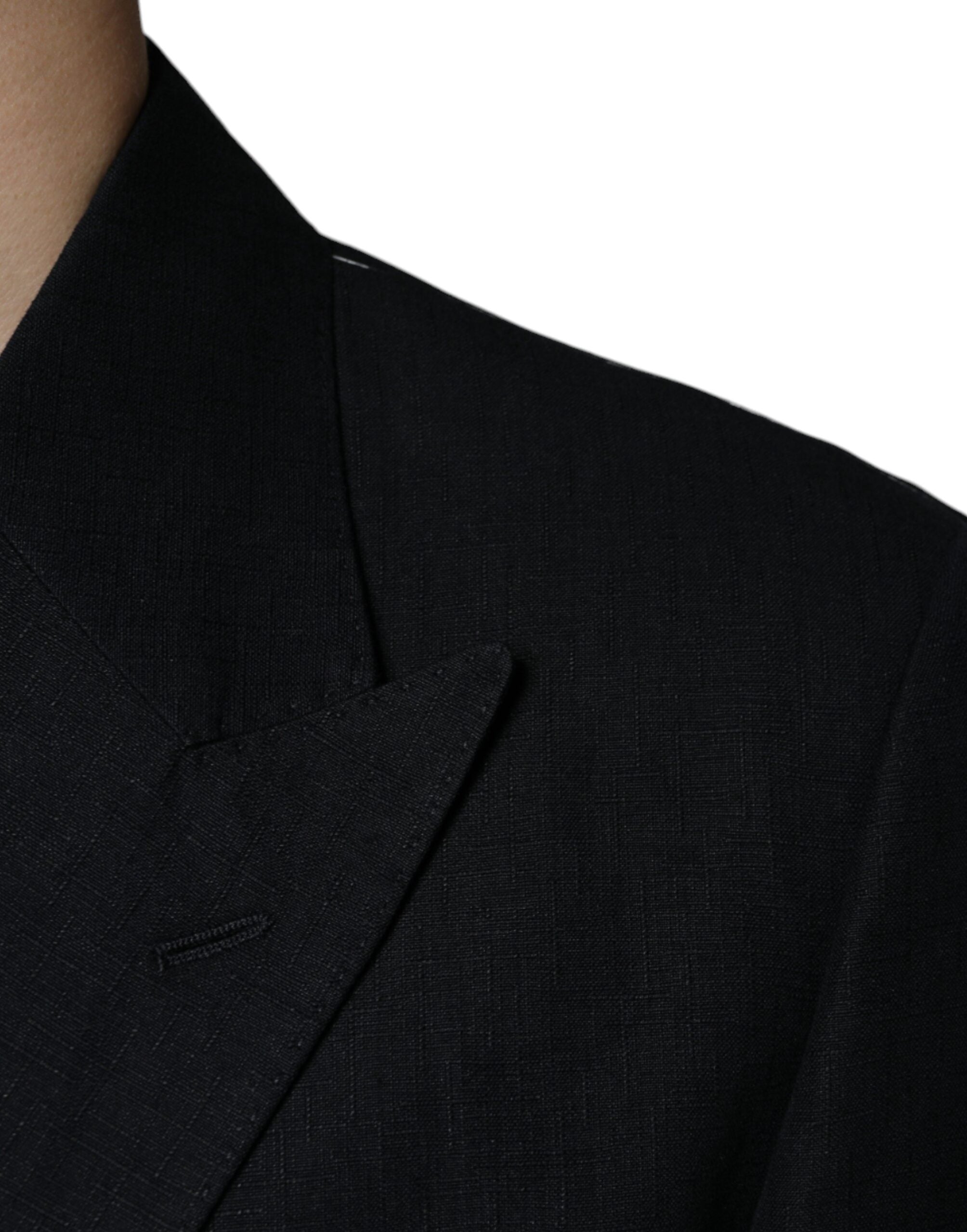 Dolce & Gabbana Black Linen Double Breasted Dress Blazer -   -  Dolce & Gabbana.