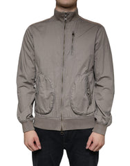 Armani Jeans Brown Cotton Full Zip Bomber Logo Jacket -   -  Armani Jeans.