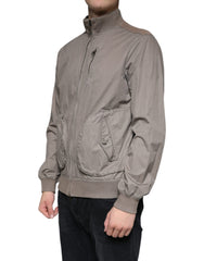 Armani Jeans Brown Cotton Full Zip Bomber Logo Jacket -   -  Armani Jeans.