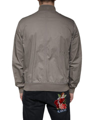 Armani Jeans Brown Cotton Full Zip Bomber Logo Jacket -   -  Armani Jeans.