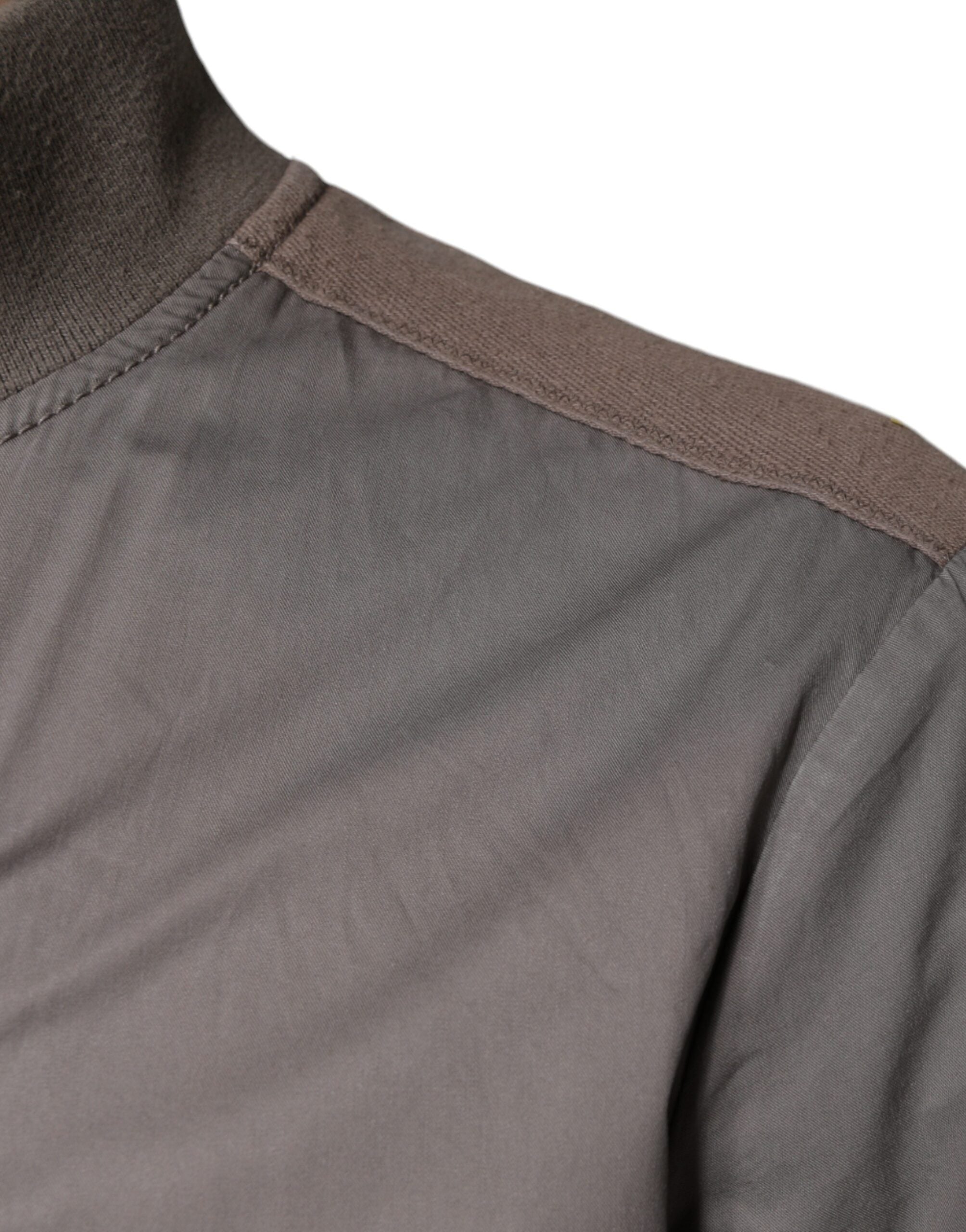 Armani Jeans Brown Cotton Full Zip Bomber Logo Jacket -   -  Armani Jeans.