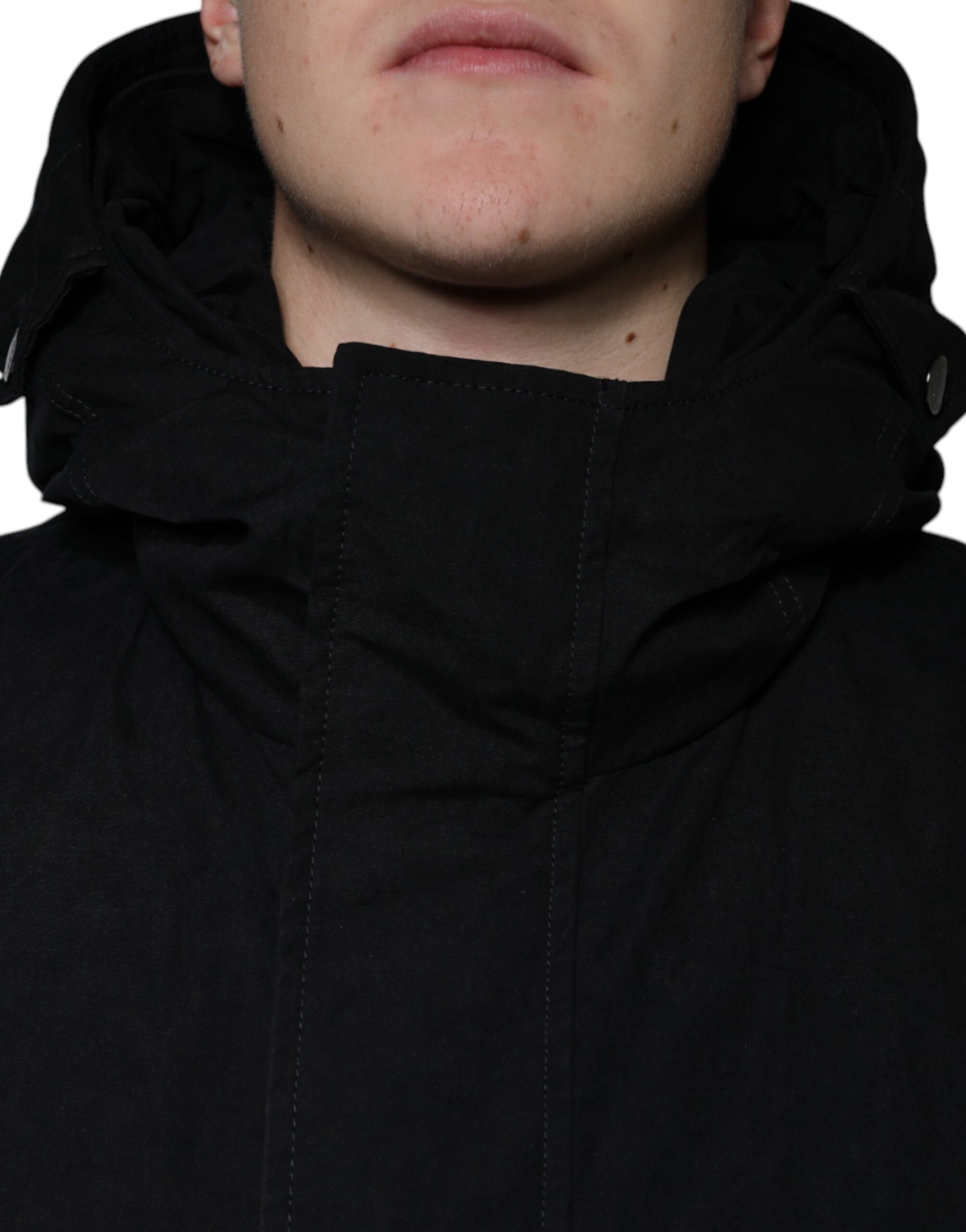 Dolce & Gabbana Black Hooded Parka Cotton Trench Coat Jacket -   -  Dolce & Gabbana.