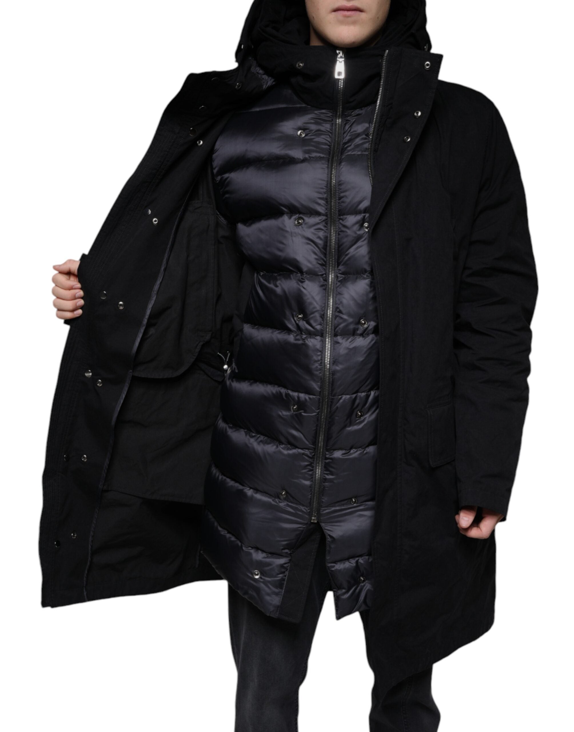 Dolce & Gabbana Black Hooded Parka Cotton Trench Coat Jacket -   -  Dolce & Gabbana.