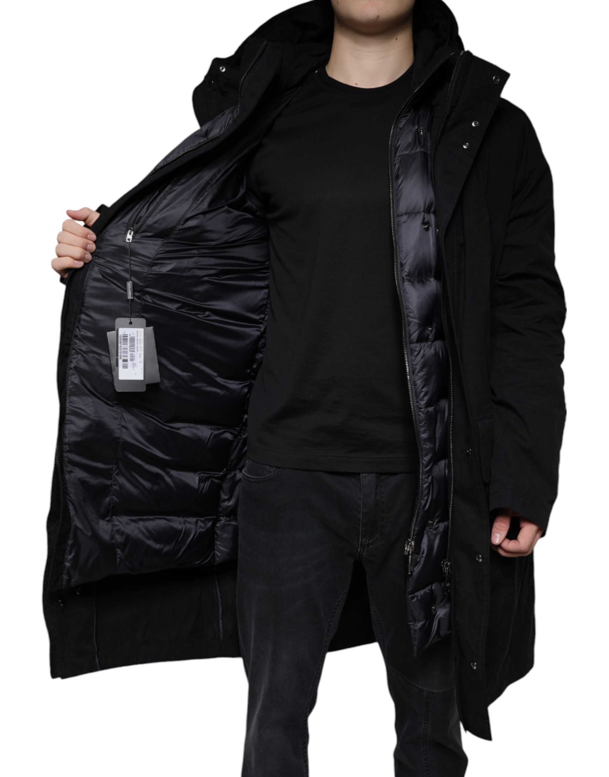 Dolce & Gabbana Black Hooded Parka Cotton Trench Coat Jacket -   -  Dolce & Gabbana.