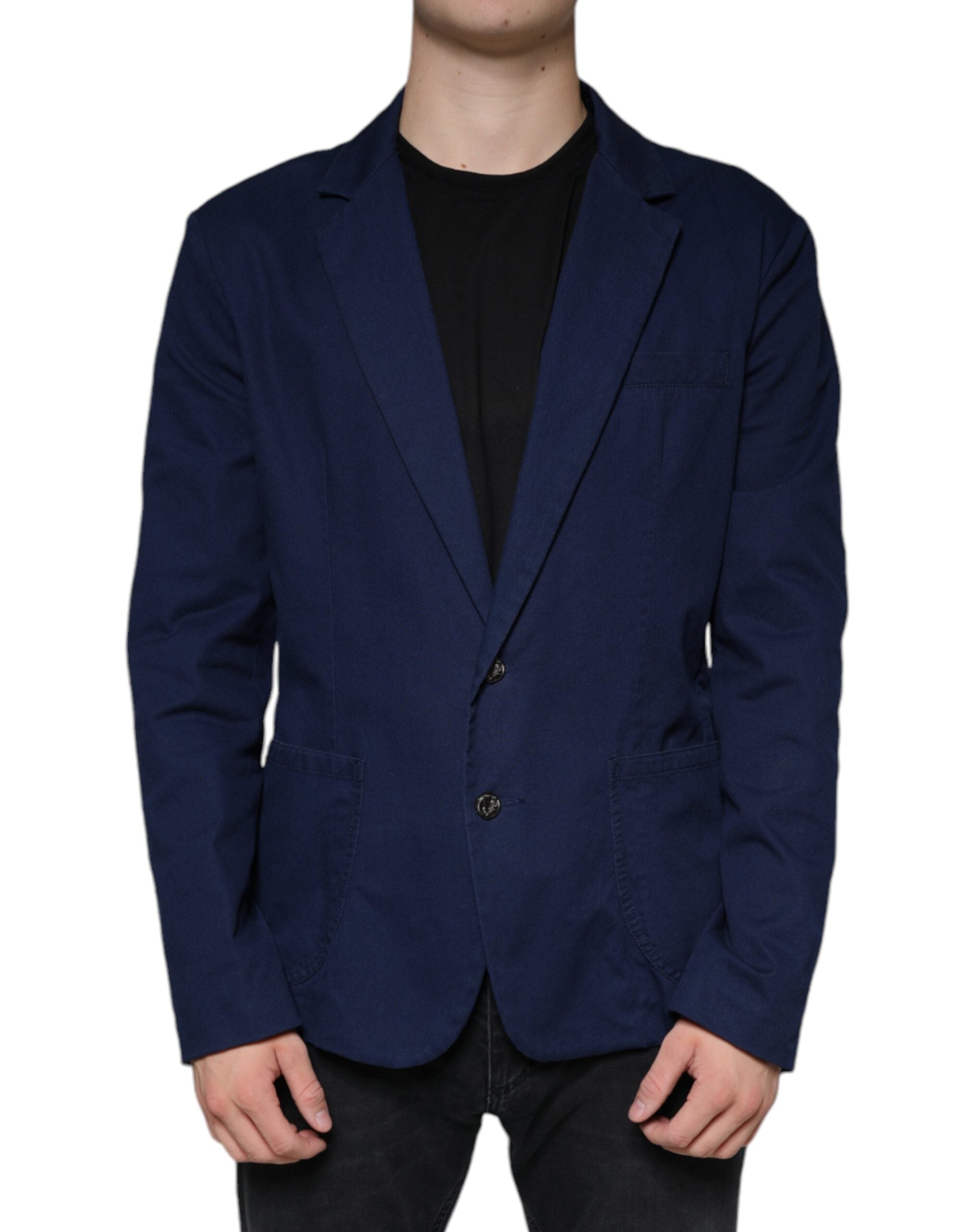 Dolce & Gabbana Blue Notch Single Breasted Dress Coat Blazer -   -  Dolce & Gabbana.