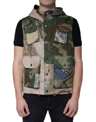 Dolce & Gabbana Multicolor Patchwork Hooded Vest Jacket -   -  Dolce & Gabbana.