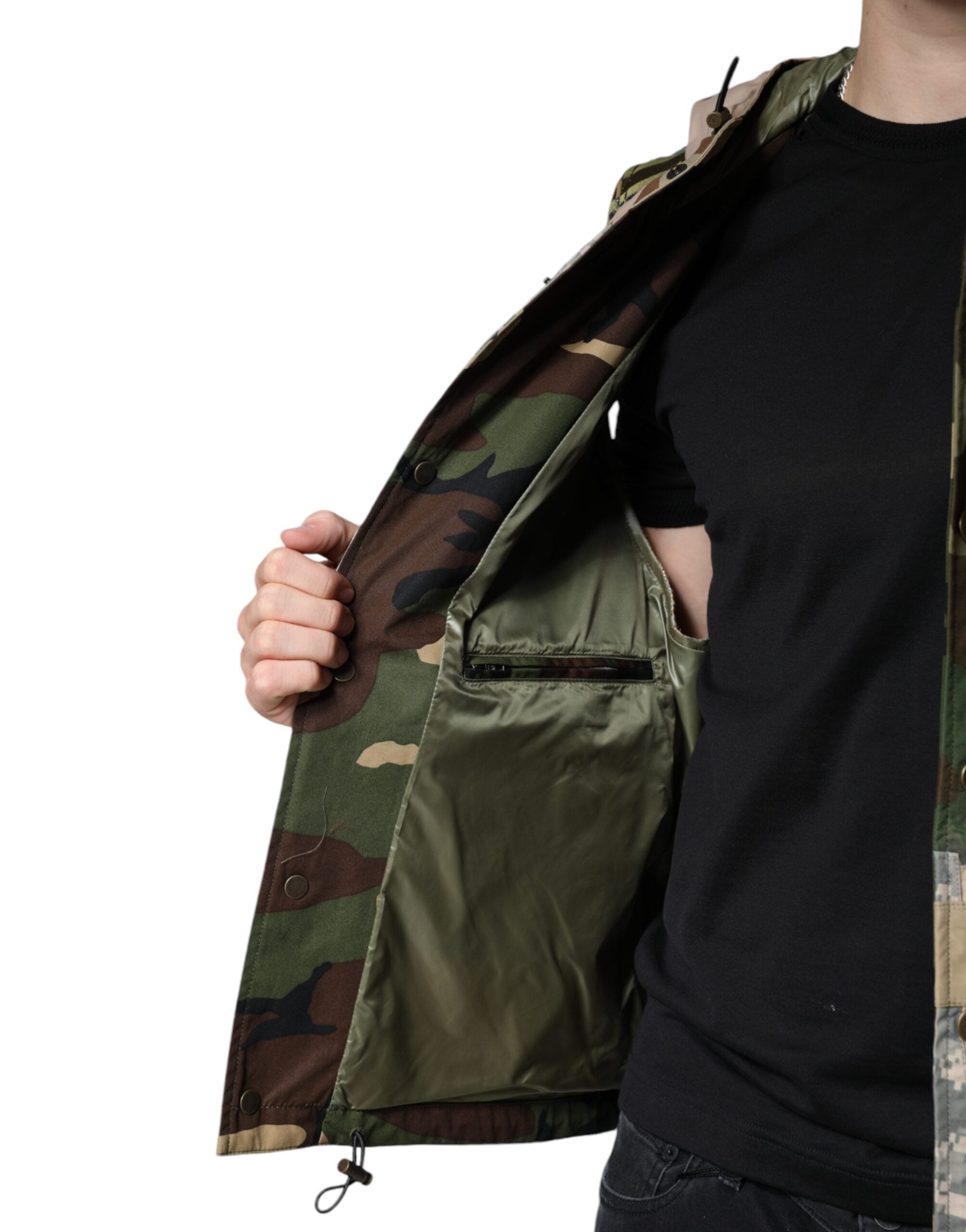 Dolce & Gabbana Multicolor Patchwork Hooded Vest Jacket -   -  Dolce & Gabbana.