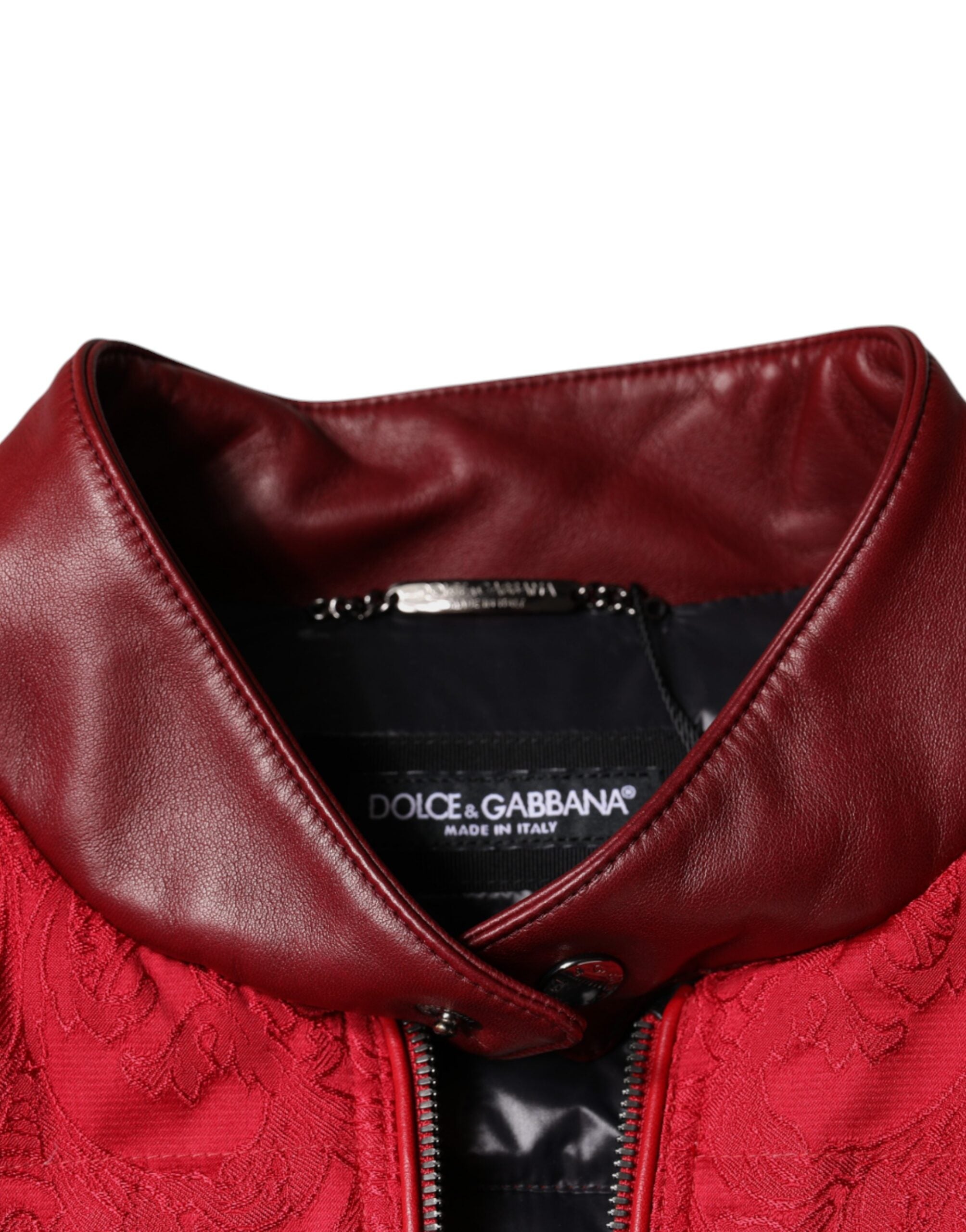Dolce & Gabbana Red Quilted Bomber Gold Crown Logo Jacket -   -  Dolce & Gabbana.