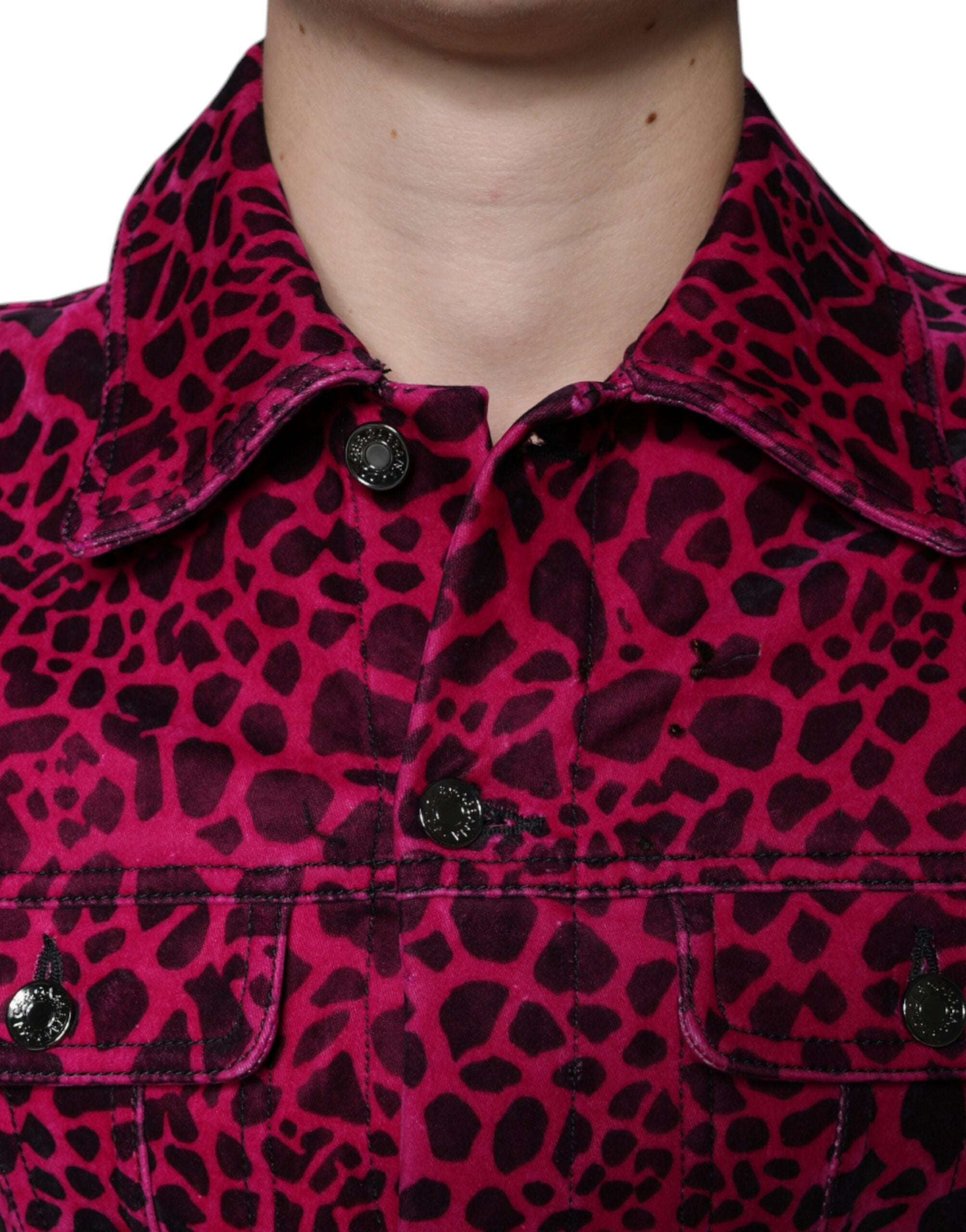 Dolce & Gabbana Fuchsia Leopard Button Down Collared Jacket -   -  Dolce & Gabbana.