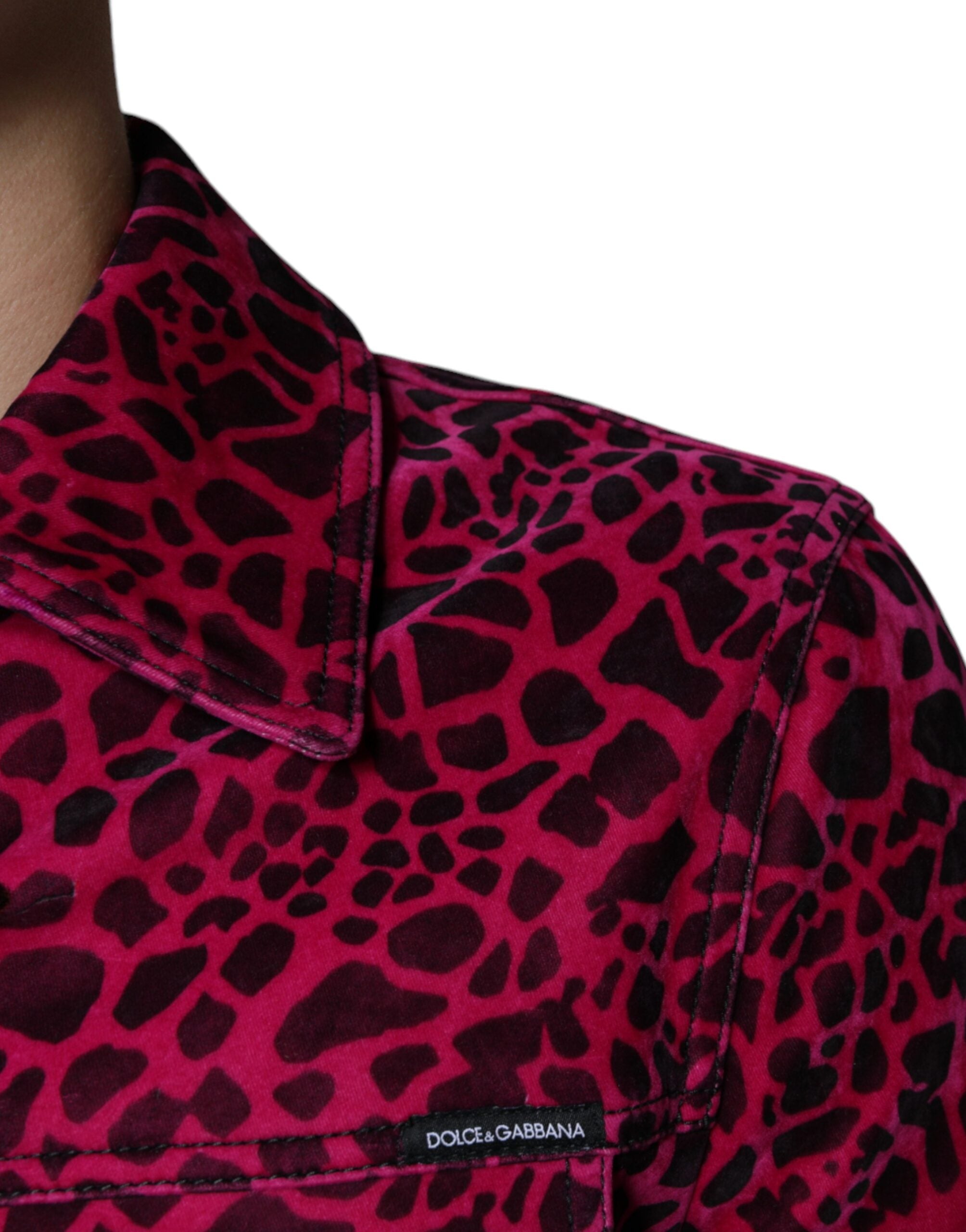 Dolce & Gabbana Fuchsia Leopard Button Down Collared Jacket -   -  Dolce & Gabbana.