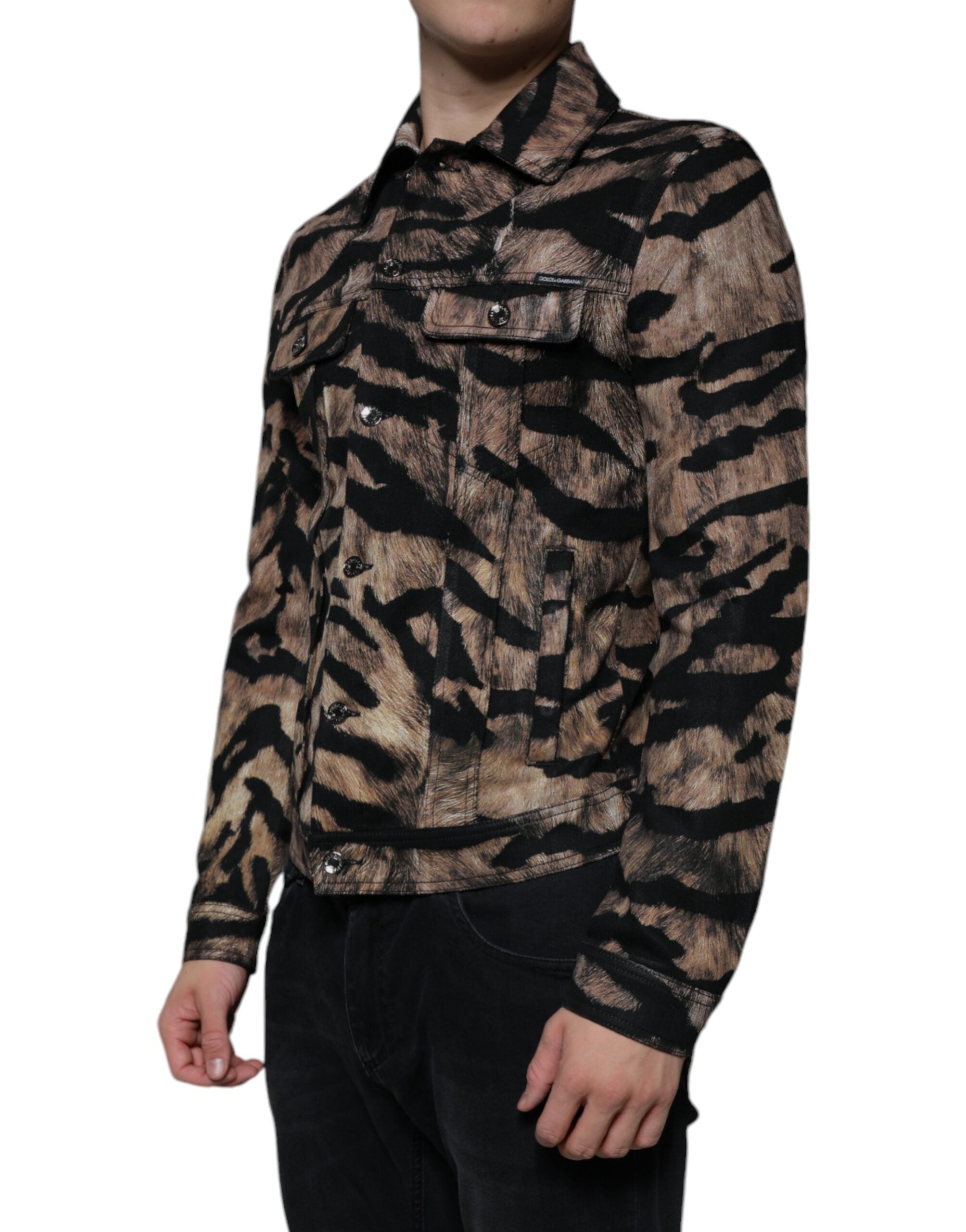 Dolce & Gabbana Brown Tiger Button Down Collared Jacket -   -  Dolce & Gabbana.
