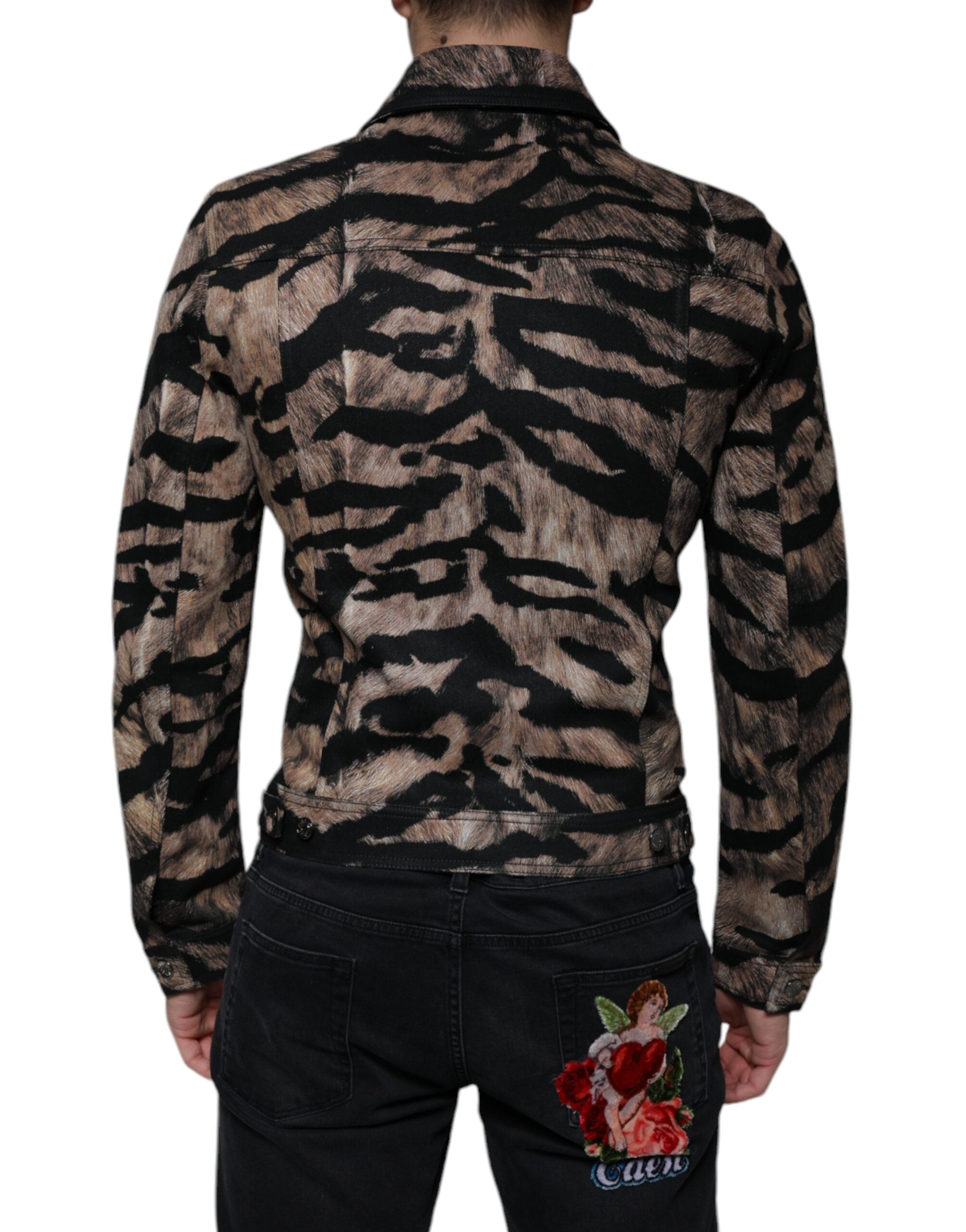 Dolce & Gabbana Brown Tiger Button Down Collared Jacket -   -  Dolce & Gabbana.