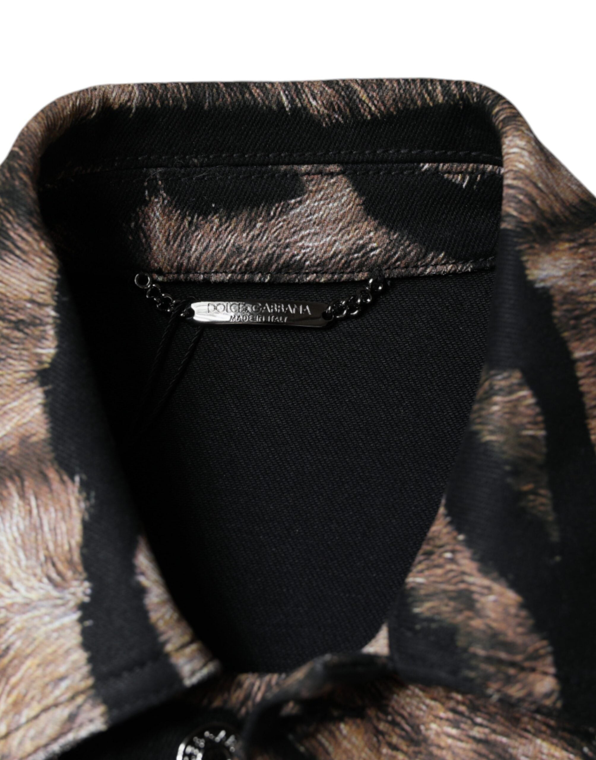 Dolce & Gabbana Brown Tiger Button Down Collared Jacket -   -  Dolce & Gabbana.