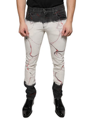 Dolce & Gabbana Black White Printed Skinny Men Denim Jeans -   -  Dolce & Gabbana.