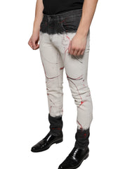 Dolce & Gabbana Black White Printed Skinny Men Denim Jeans -   -  Dolce & Gabbana.