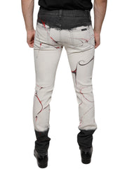 Dolce & Gabbana Black White Printed Skinny Men Denim Jeans -   -  Dolce & Gabbana.