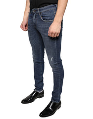 Dolce & Gabbana Dark Blue Washed Cotton Skinny Denim Jeans -   -  Dolce & Gabbana.