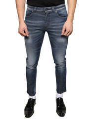 Dolce & Gabbana Dark Blue Washed Cotton Skinny Denim Jeans -   -  Dolce & Gabbana.