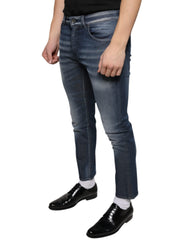Dolce & Gabbana Dark Blue Washed Cotton Skinny Denim Jeans -   -  Dolce & Gabbana.