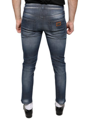Dolce & Gabbana Dark Blue Washed Cotton Skinny Denim Jeans -   -  Dolce & Gabbana.