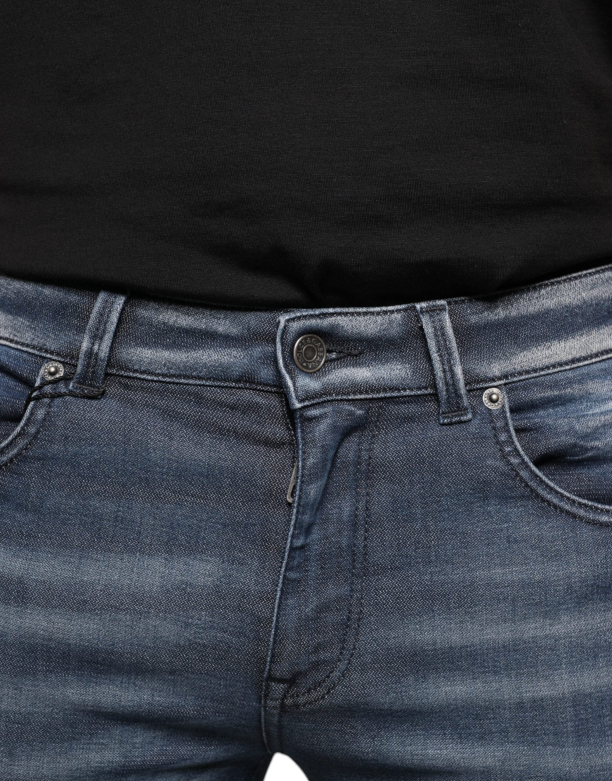 Dolce & Gabbana Dark Blue Washed Cotton Skinny Denim Jeans -   -  Dolce & Gabbana.