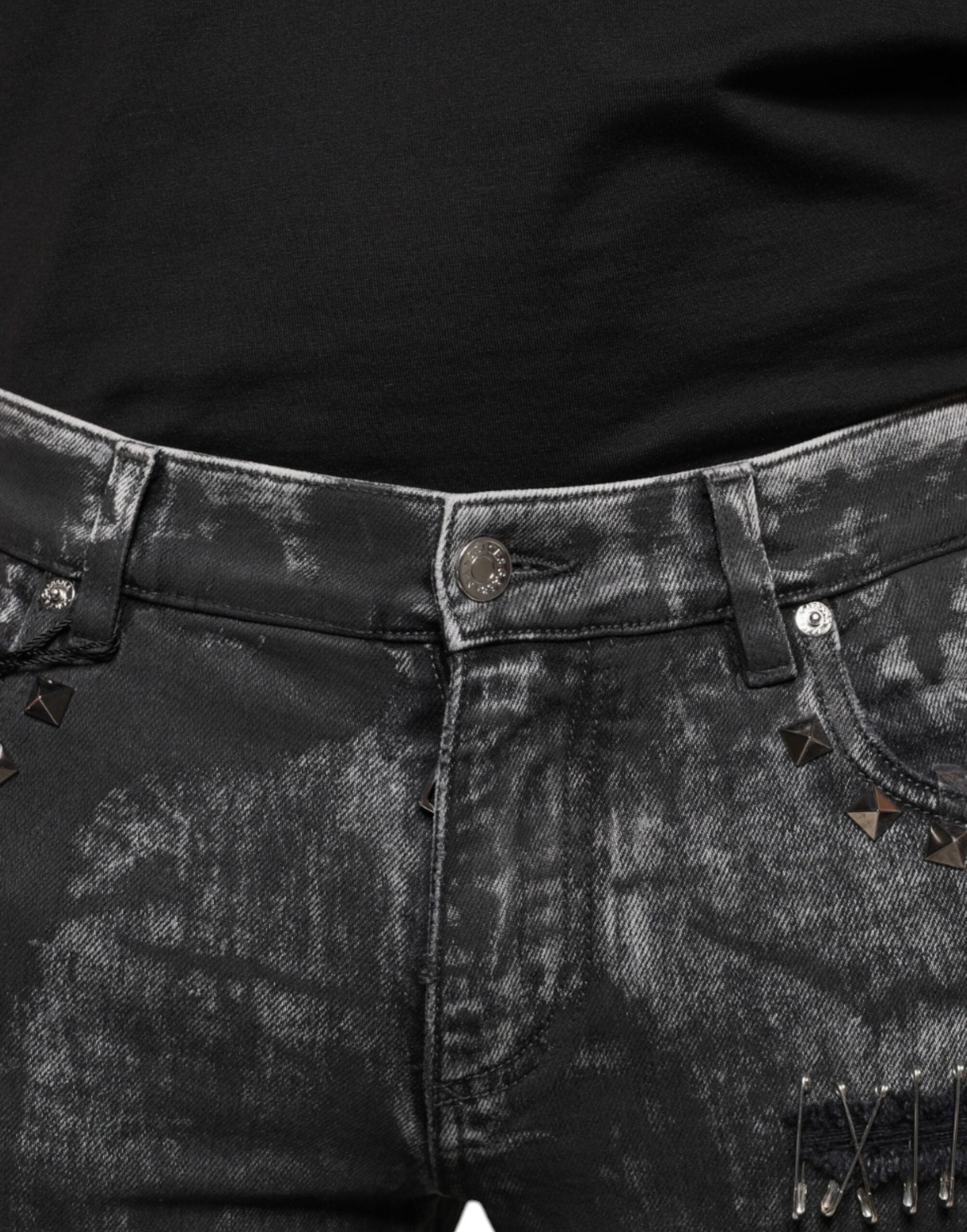 Dolce & Gabbana Black Embellished Cotton Skinny Denim Jeans -   -  Dolce & Gabbana.