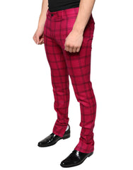 Dolce & Gabbana Pink Checkered Wool Skinny Pants -   -  Dolce & Gabbana.