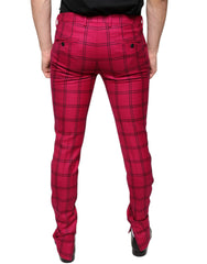 Dolce & Gabbana Pink Checkered Wool Skinny Pants -   -  Dolce & Gabbana.