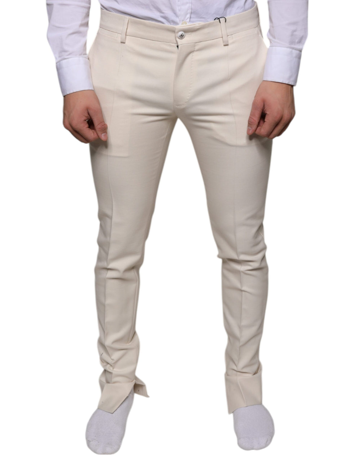 Dolce & Gabbana Off White Chino Wool Skinny Pants -   -  Dolce & Gabbana.