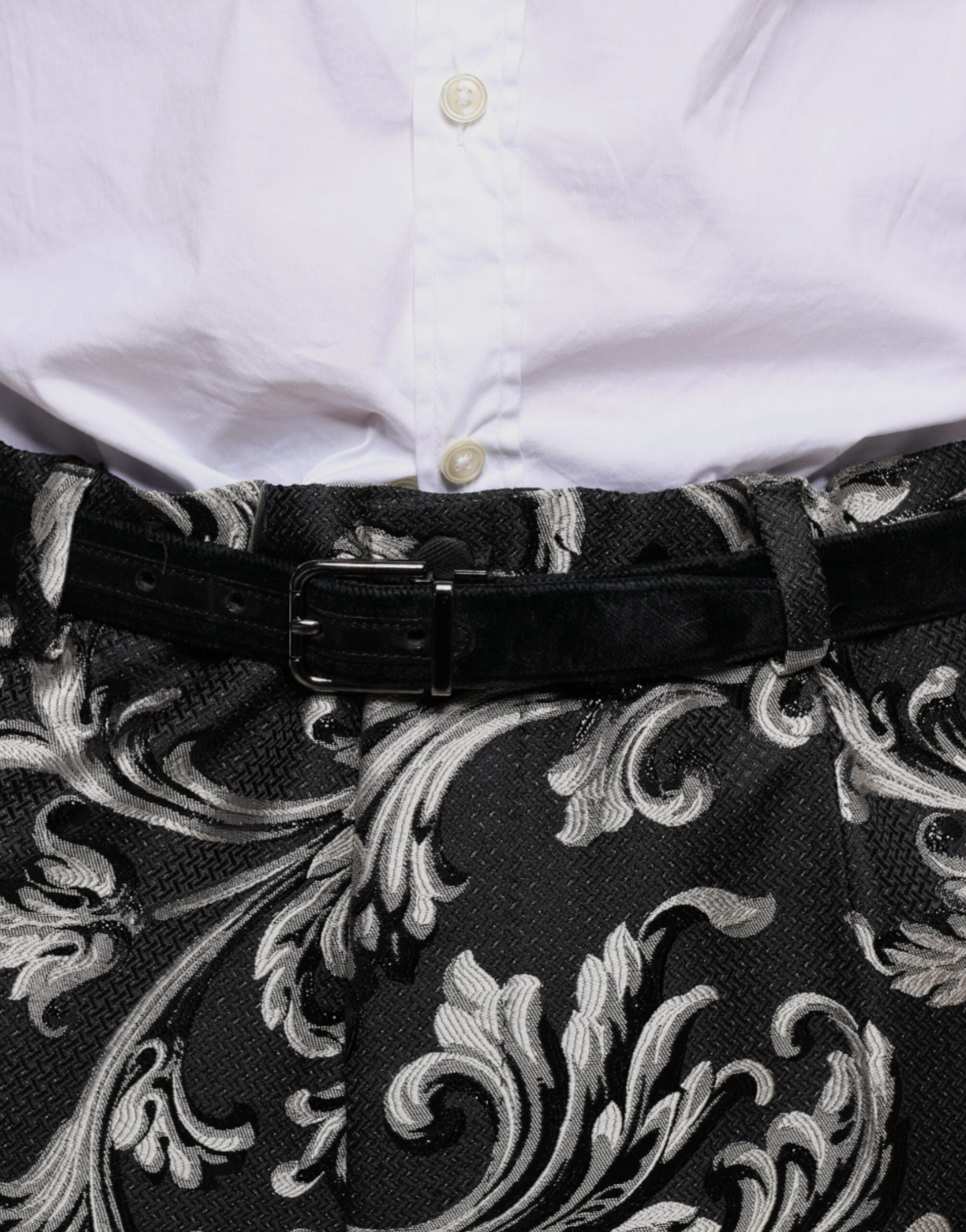 Dolce & Gabbana Black Jacquard Skinny Dress Pants -   -  Dolce & Gabbana.