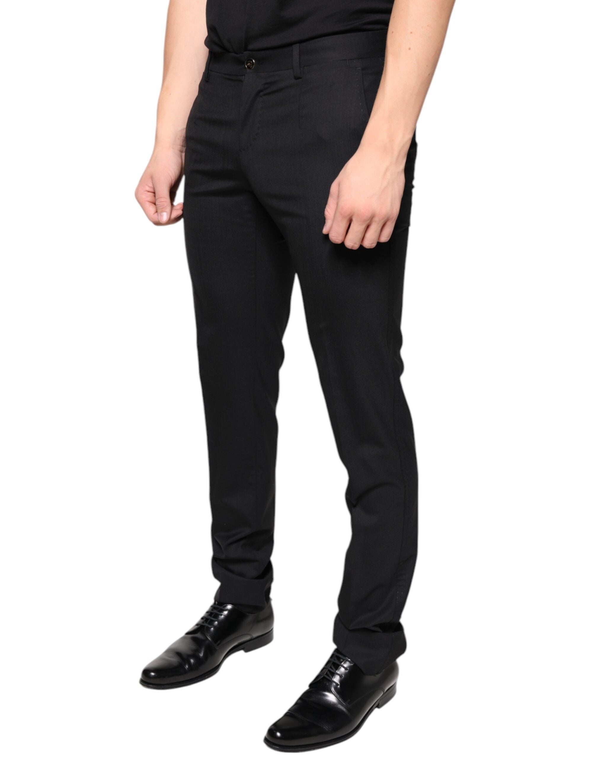 Dolce & Gabbana Black Wool Skinny Men Dress Pants -   -  Dolce & Gabbana.