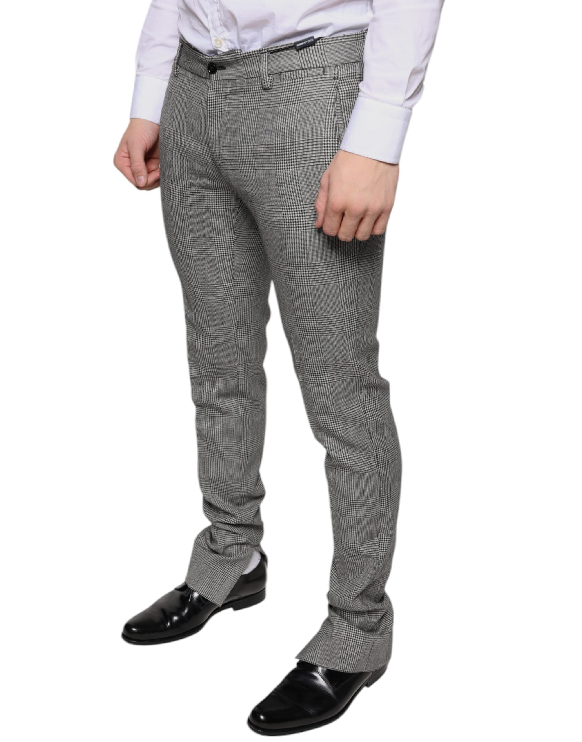 Dolce & Gabbana Gray Check Tartan Wool Skinny Pants -   -  Dolce & Gabbana.