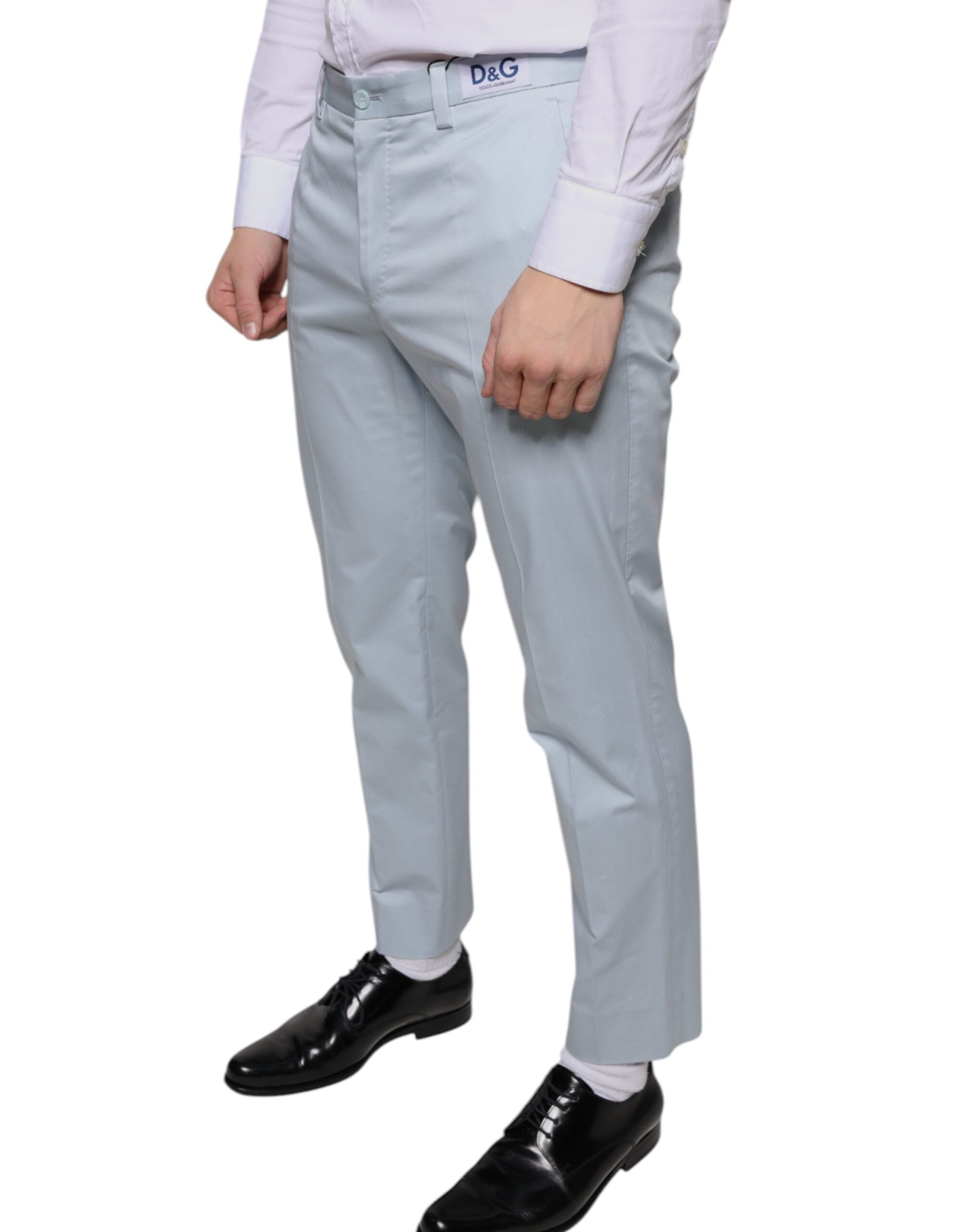 Dolce & Gabbana Light Blue Cotton Dress Pants -   -  Dolce & Gabbana.