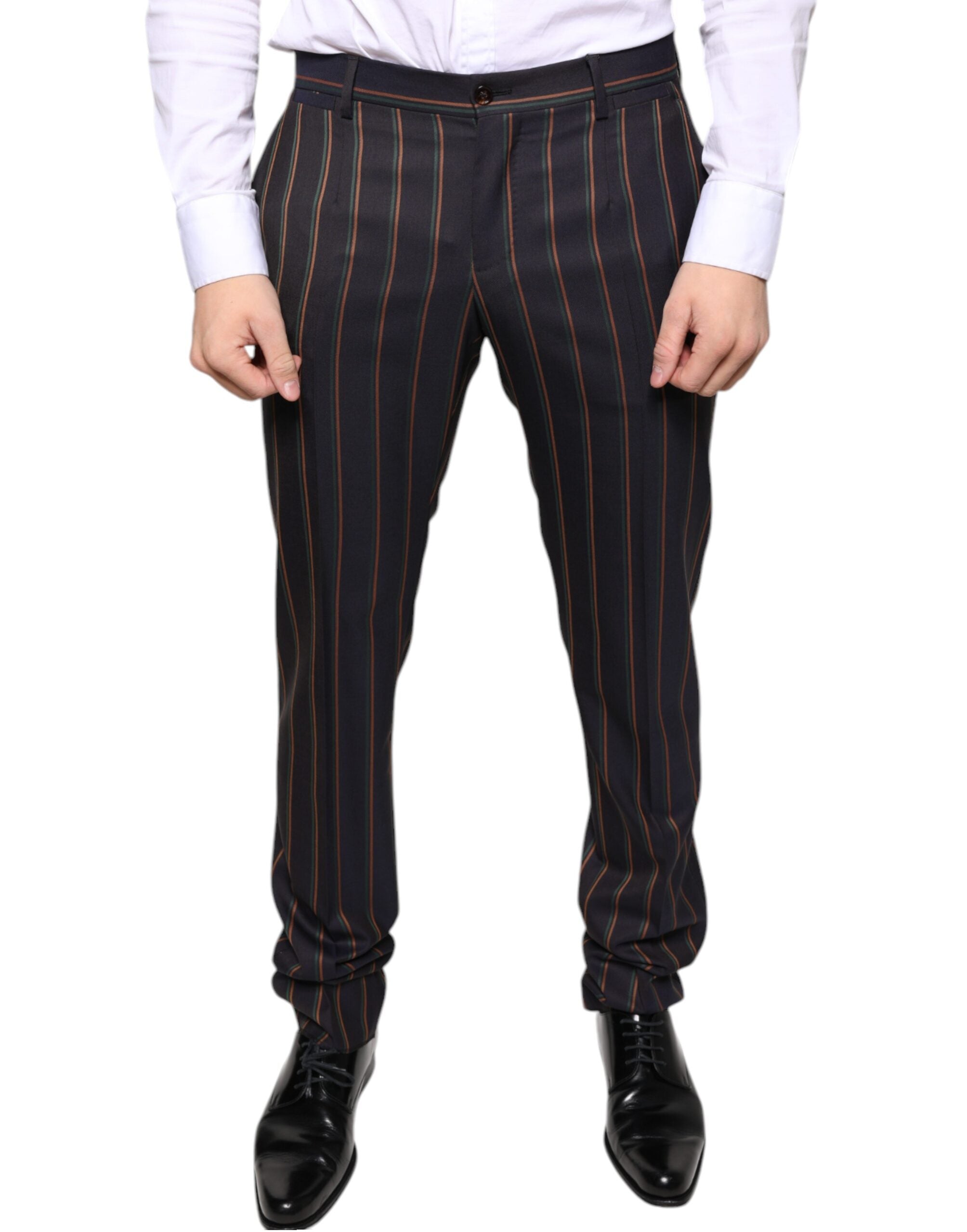 Dolce & Gabbana Brown Stripes Skinny Men Dress Pants -   -  Dolce & Gabbana.