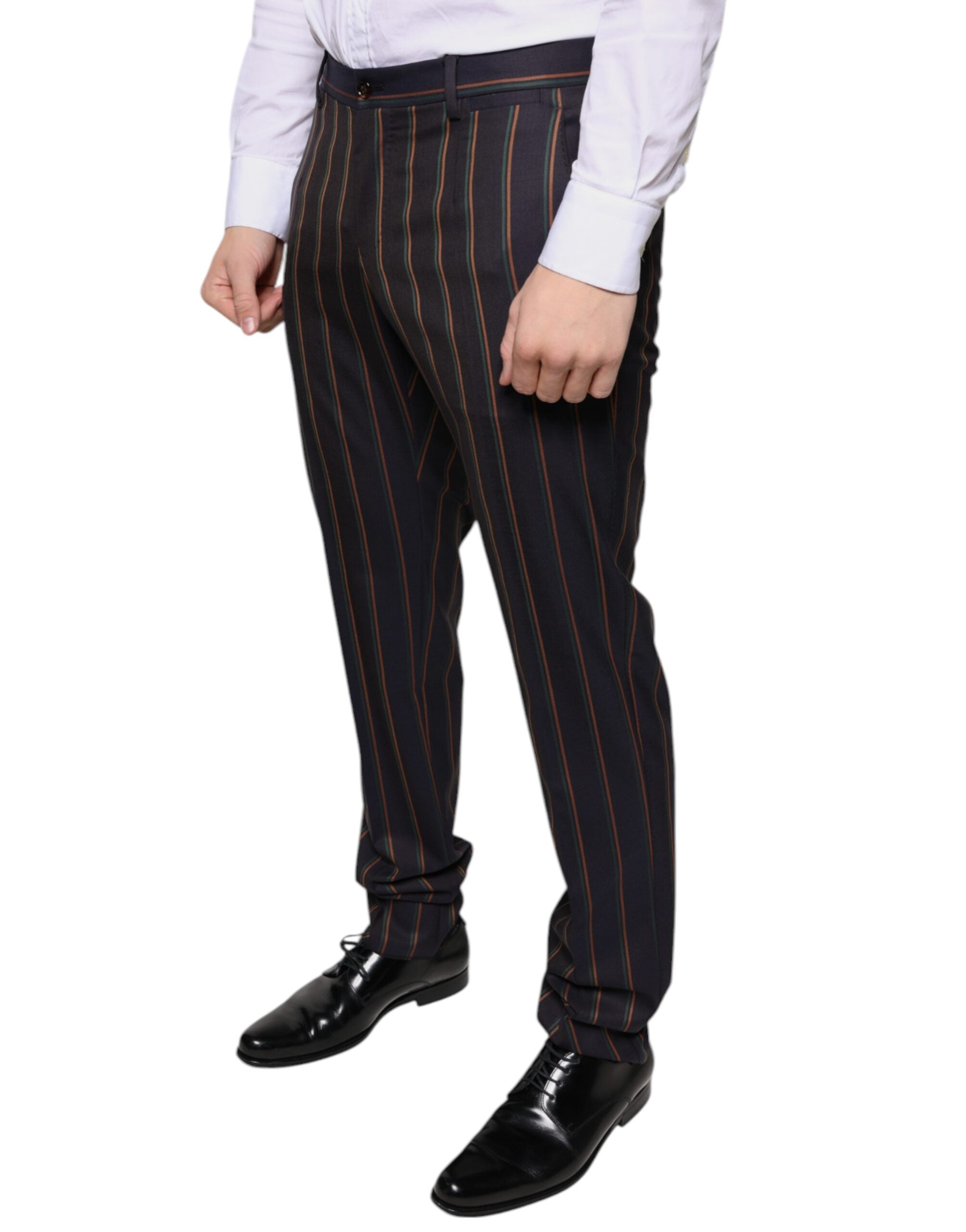 Dolce & Gabbana Brown Stripes Skinny Men Dress Pants -   -  Dolce & Gabbana.