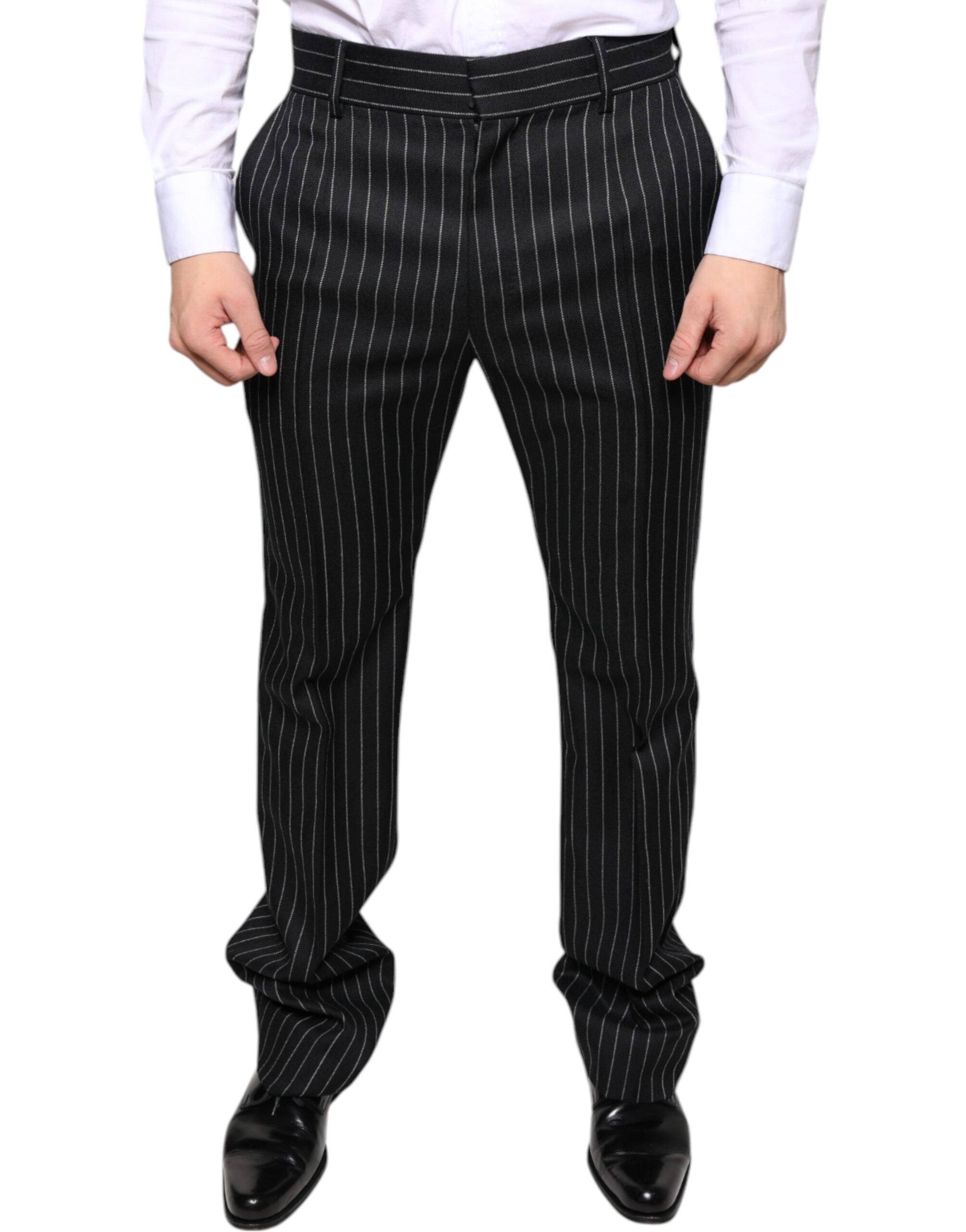 Dolce & Gabbana Black Stripes Skinny Men Dress Pants -   -  Dolce & Gabbana.
