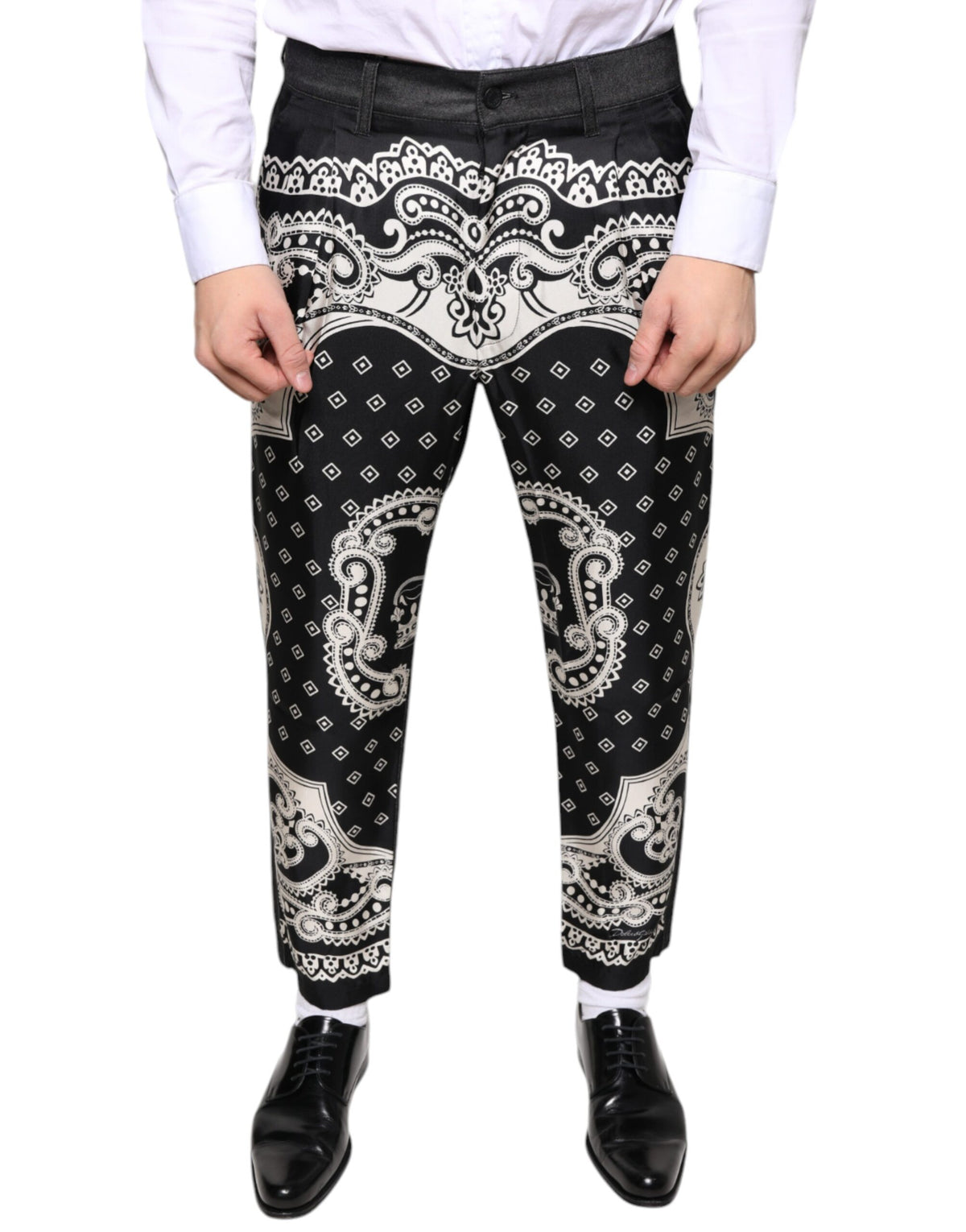 Dolce & Gabbana Black Bandana Silk Dress Pants -   -  Dolce & Gabbana.