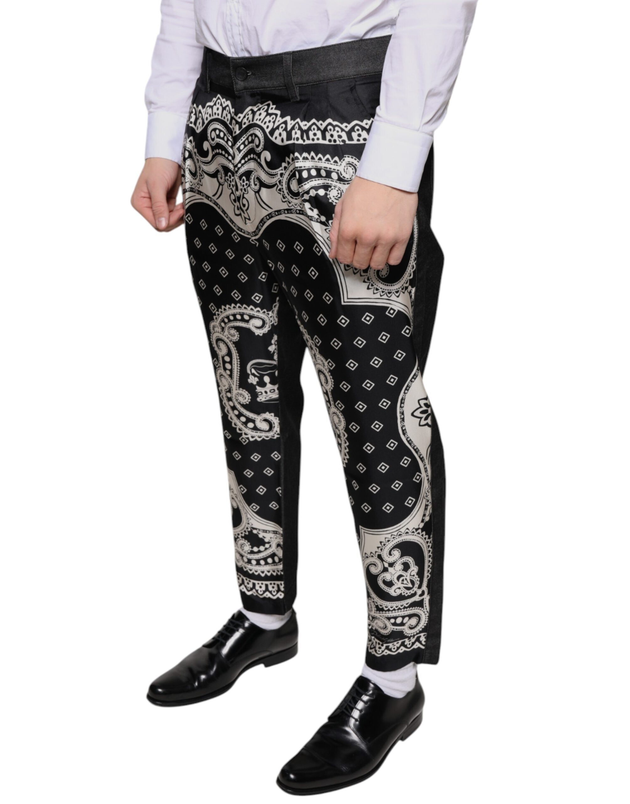Dolce & Gabbana Black Bandana Silk Dress Pants -   -  Dolce & Gabbana.