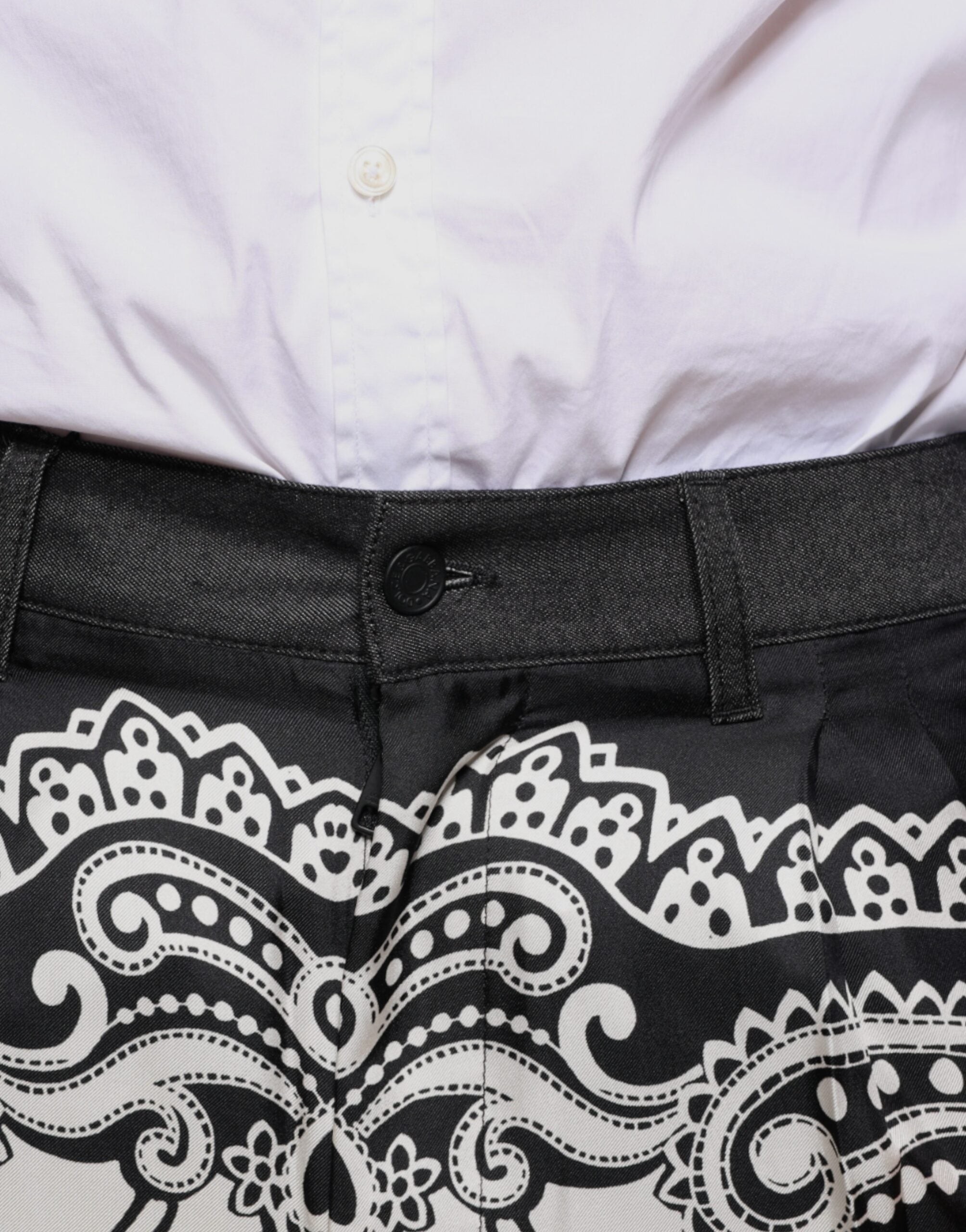 Dolce & Gabbana Black Bandana Silk Dress Pants -   -  Dolce & Gabbana.