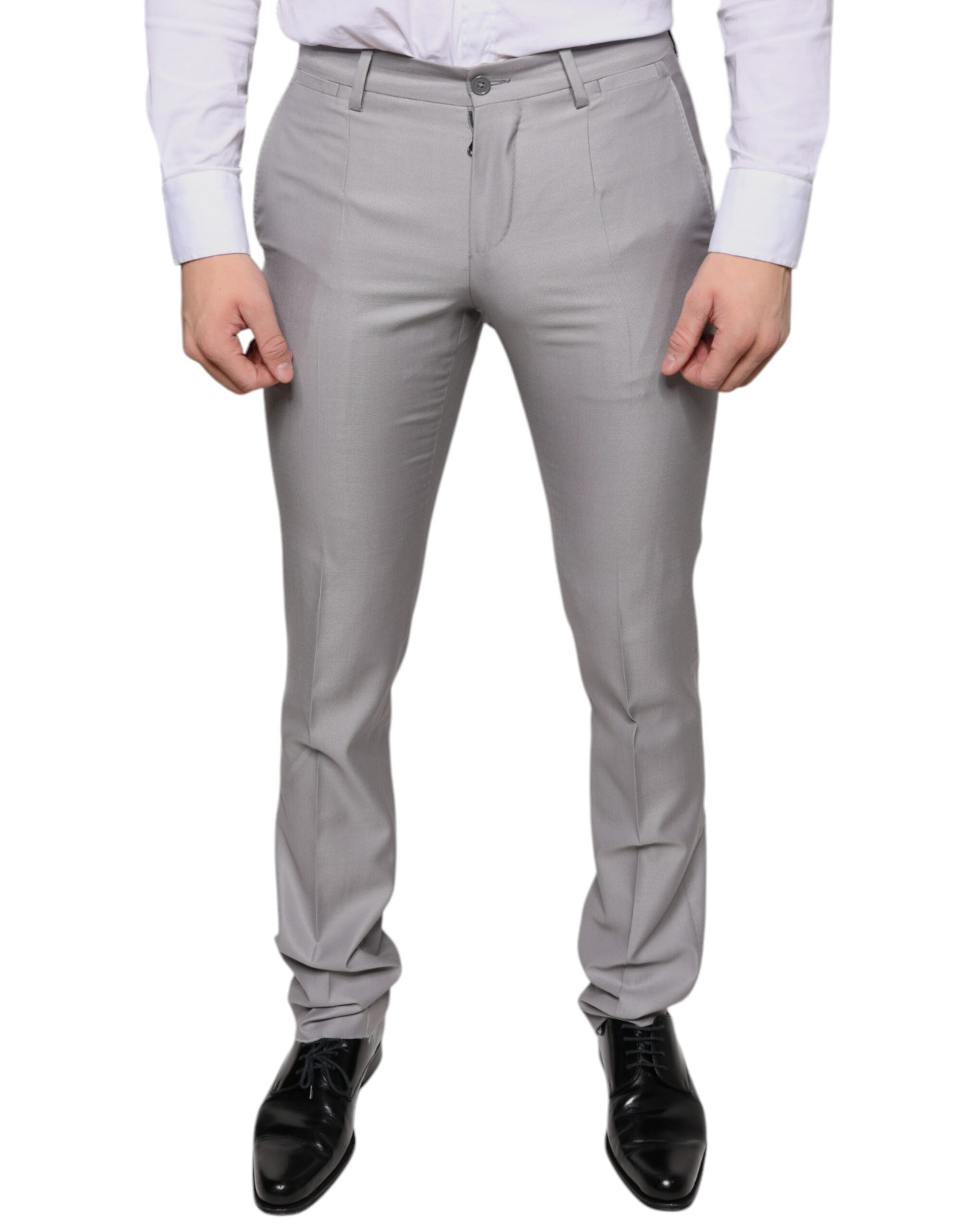 Dolce & Gabbana Light Gray Wool Dress Pants -   -  Dolce & Gabbana.