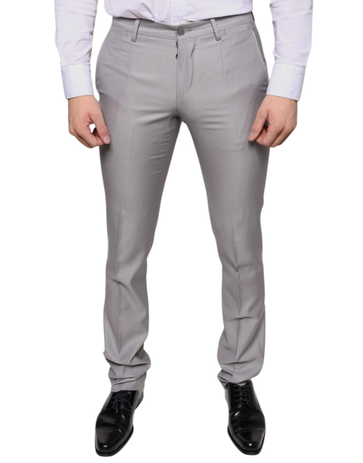 Dolce & Gabbana Light Gray Wool Dress Pants -   -  Dolce & Gabbana.