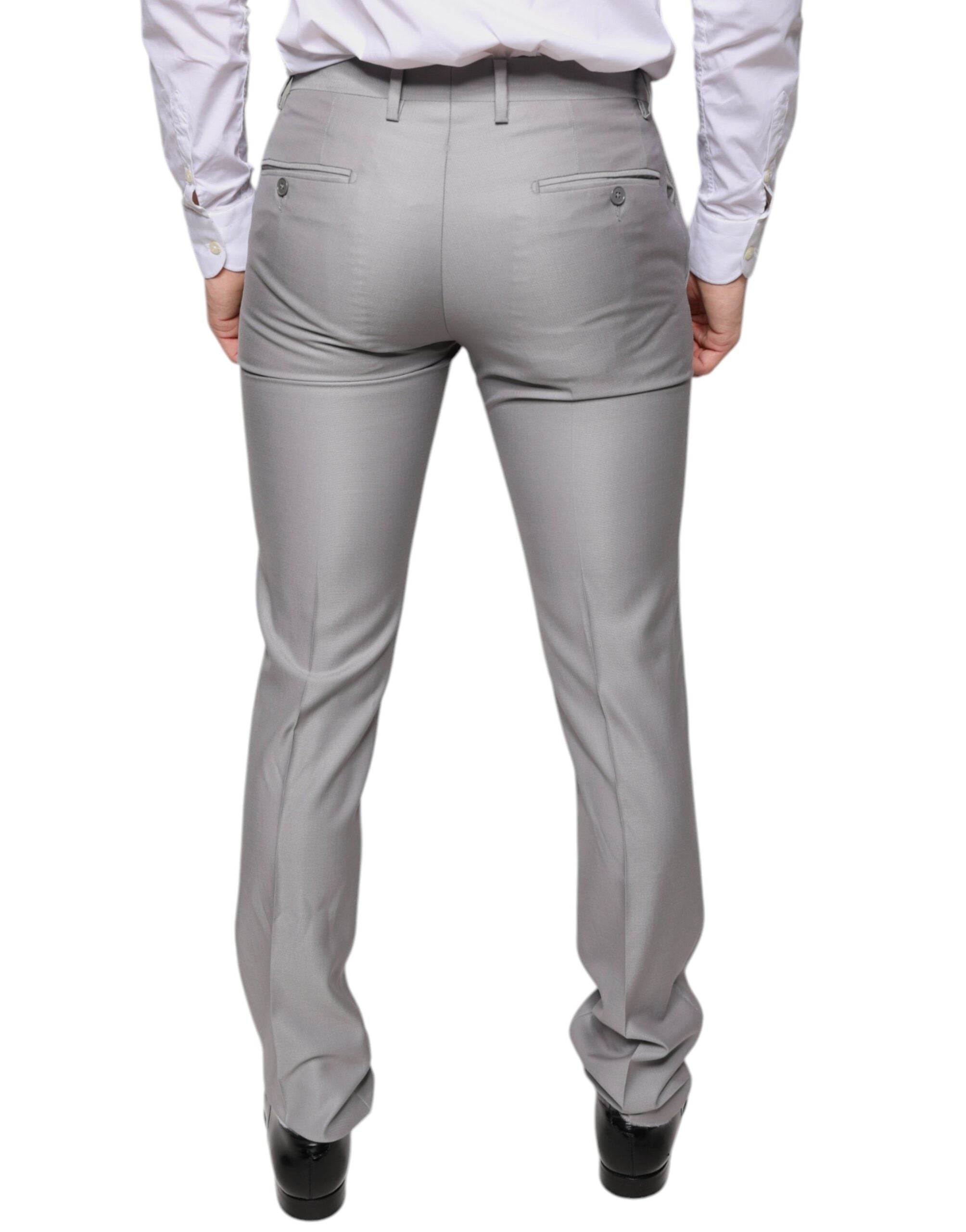 Dolce & Gabbana Light Gray Wool Dress Pants -   -  Dolce & Gabbana.