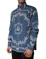 Dolce & Gabbana Blue White Bandana Print Cotton Casual Shirt -   -  Dolce & Gabbana.