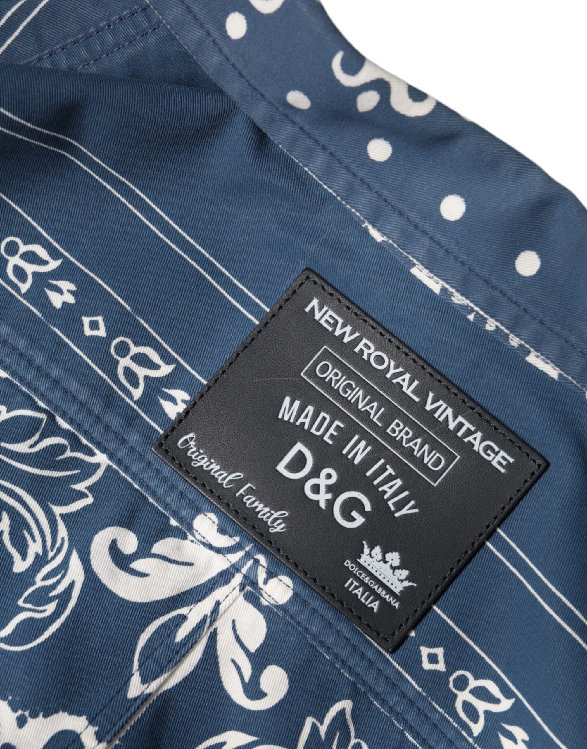 Dolce & Gabbana Blue White Bandana Print Cotton Casual Shirt -   -  Dolce & Gabbana.